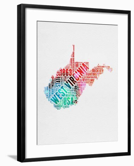 West Virginia Watercolor Word Cloud-NaxArt-Framed Art Print