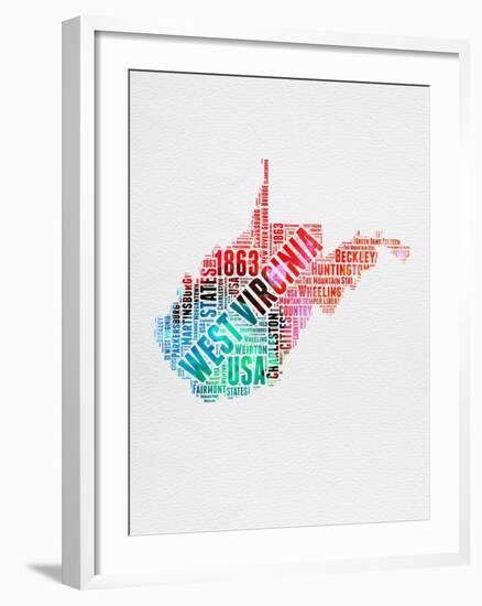 West Virginia Watercolor Word Cloud-NaxArt-Framed Art Print