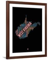 West Virginia Word Cloud 1-NaxArt-Framed Art Print