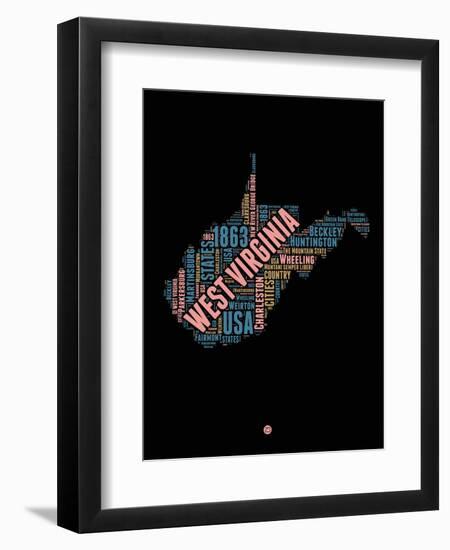 West Virginia Word Cloud 1-NaxArt-Framed Art Print