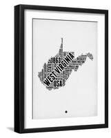 West Virginia Word Cloud 2-NaxArt-Framed Art Print