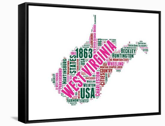 West Virginia Word Cloud Map-NaxArt-Framed Stretched Canvas