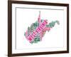 West Virginia Word Cloud Map-NaxArt-Framed Art Print