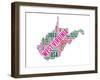 West Virginia Word Cloud Map-NaxArt-Framed Art Print