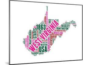 West Virginia Word Cloud Map-NaxArt-Mounted Art Print