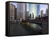 West Wacker Drive and the Chicago River by the Franklyn Street Bridge, Chicago, Illinois, USA-Amanda Hall-Framed Stretched Canvas