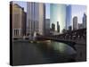 West Wacker Drive and the Chicago River by the Franklyn Street Bridge, Chicago, Illinois, USA-Amanda Hall-Stretched Canvas