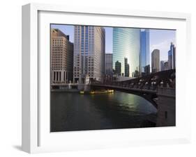 West Wacker Drive and the Chicago River by the Franklyn Street Bridge, Chicago, Illinois, USA-Amanda Hall-Framed Photographic Print