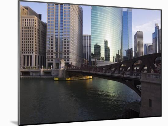 West Wacker Drive and the Chicago River by the Franklyn Street Bridge, Chicago, Illinois, USA-Amanda Hall-Mounted Photographic Print