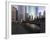 West Wacker Drive and the Chicago River by the Franklyn Street Bridge, Chicago, Illinois, USA-Amanda Hall-Framed Photographic Print