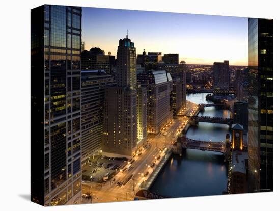 West Wacker Drive, Chicago, Illinois, USA-Walter Bibikow-Stretched Canvas