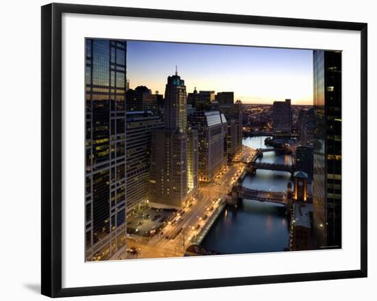 West Wacker Drive, Chicago, Illinois, USA-Walter Bibikow-Framed Photographic Print