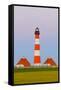 Westerhever Lighthouse, North Sea, Schleswig-Holstein, Westerheversand, Wadden Sea-Herbert Kehrer-Framed Stretched Canvas