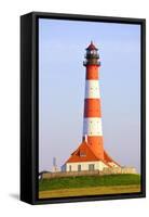 Westerhever Lighthouse, North Sea, Schleswig-Holstein, Westerheversand, Wadden Sea-Herbert Kehrer-Framed Stretched Canvas