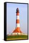 Westerhever Lighthouse, North Sea, Schleswig-Holstein, Westerheversand, Wadden Sea-Herbert Kehrer-Framed Stretched Canvas