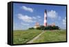 Westerheversand Lighthouse, Westerhever, Eiderstedt Peninsula, Schleswig Holstein, Germany, Europe-Markus Lange-Framed Stretched Canvas
