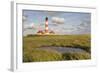 Westerheversand Lighthouse, Westerhever, Eiderstedt Peninsula, Schleswig Holstein, Germany, Europe-Markus Lange-Framed Photographic Print