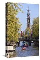 Westerkerk Church Tower by Prinsengracht Canal, Amsterdam, Netherlands, Europe-Amanda Hall-Stretched Canvas