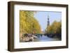 Westerkerk Church Tower by Prinsengracht Canal, Amsterdam, Netherlands, Europe-Amanda Hall-Framed Photographic Print