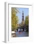 Westerkerk Church Tower by Prinsengracht Canal, Amsterdam, Netherlands, Europe-Amanda Hall-Framed Photographic Print