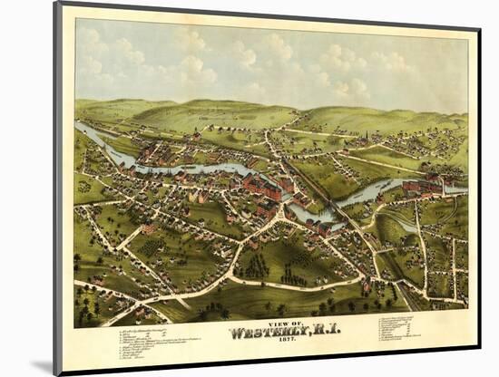 Westerly, Rhode Island - Panoramic Map-Lantern Press-Mounted Art Print