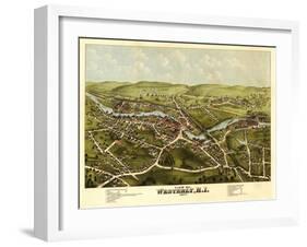 Westerly, Rhode Island - Panoramic Map-Lantern Press-Framed Art Print