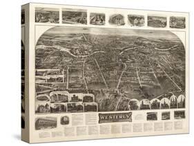 Westerly, Rhode Island - Panoramic Map-Lantern Press-Stretched Canvas
