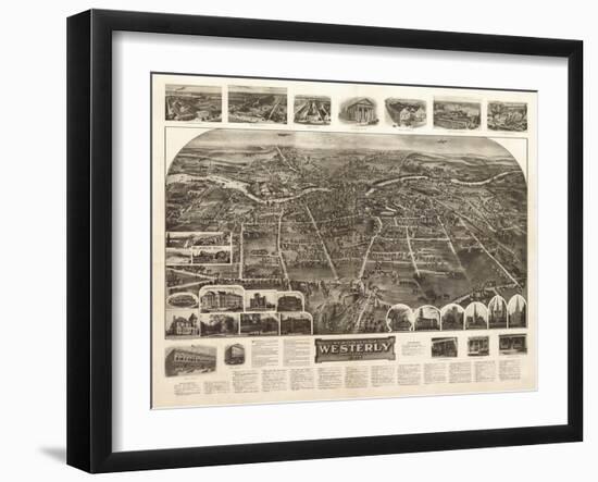 Westerly, Rhode Island - Panoramic Map-Lantern Press-Framed Art Print