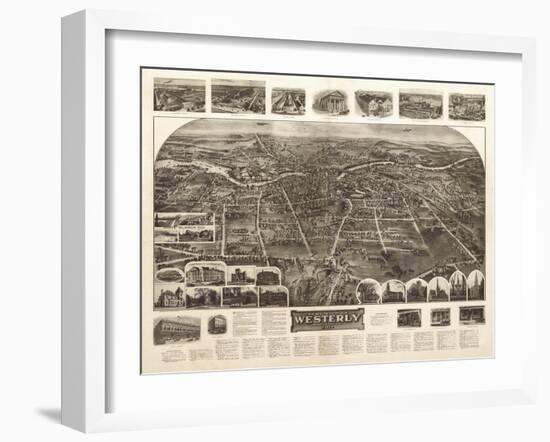 Westerly, Rhode Island - Panoramic Map-Lantern Press-Framed Art Print