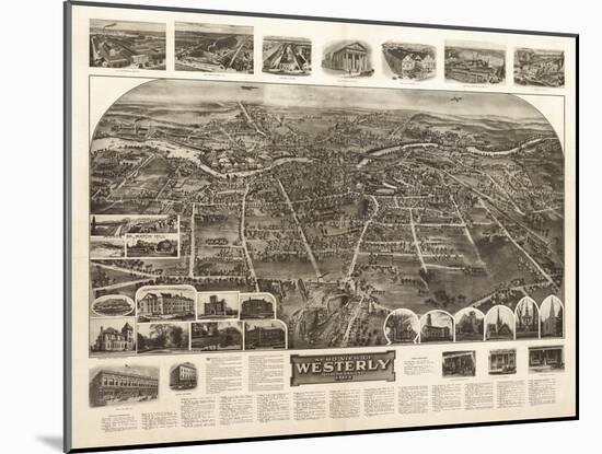 Westerly, Rhode Island - Panoramic Map-Lantern Press-Mounted Art Print