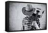 Western Country Cowboy Musician with Guitar-igor stevanovic-Framed Stretched Canvas