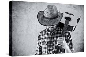 Western Country Cowboy Musician with Guitar-igor stevanovic-Stretched Canvas