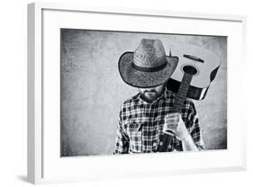 Western Country Cowboy Musician with Guitar-igor stevanovic-Framed Photographic Print