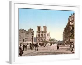 Western Façade of Notre Dame, and Pont St. Michel, Paris, Pub. C.1900-null-Framed Giclee Print