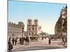 Western Façade of Notre Dame, and Pont St. Michel, Paris, Pub. C.1900-null-Mounted Giclee Print