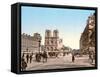 Western Façade of Notre Dame, and Pont St. Michel, Paris, Pub. C.1900-null-Framed Stretched Canvas