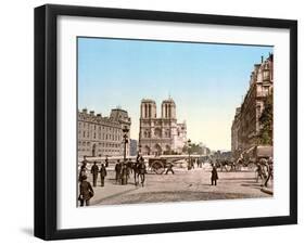 Western Façade of Notre Dame, and Pont St. Michel, Paris, Pub. C.1900-null-Framed Giclee Print