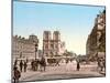 Western Façade of Notre Dame, and Pont St. Michel, Paris, Pub. C.1900-null-Mounted Giclee Print