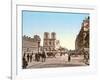 Western Façade of Notre Dame, and Pont St. Michel, Paris, Pub. C.1900-null-Framed Giclee Print