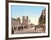 Western Façade of Notre Dame, and Pont St. Michel, Paris, Pub. C.1900-null-Framed Giclee Print