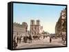 Western Façade of Notre Dame, and Pont St. Michel, Paris, Pub. C.1900-null-Framed Stretched Canvas