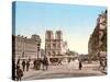 Western Façade of Notre Dame, and Pont St. Michel, Paris, Pub. C.1900-null-Stretched Canvas