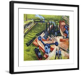 Western Harbour in Frankfurt am Main-Ernst Ludwig Kirchner-Framed Premium Giclee Print