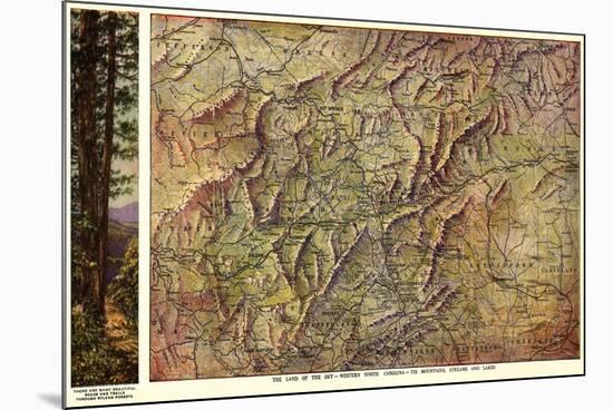 Western North Carolina - Panoramic Map-Lantern Press-Mounted Premium Giclee Print