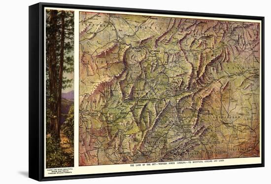 Western North Carolina - Panoramic Map-Lantern Press-Framed Stretched Canvas