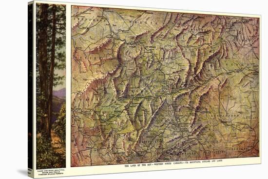 Western North Carolina - Panoramic Map-Lantern Press-Stretched Canvas