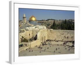 Western or Wailing Wall, with the Gold Dome of the Rock, Jerusalem, Israel-Simanor Eitan-Framed Photographic Print