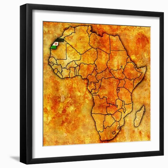 Western Sahara on Actual Map of Africa-michal812-Framed Art Print