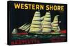 Western Shore Pear Crate Label - Hood, CA-Lantern Press-Stretched Canvas