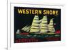 Western Shore Pear Crate Label - Hood, CA-Lantern Press-Framed Art Print